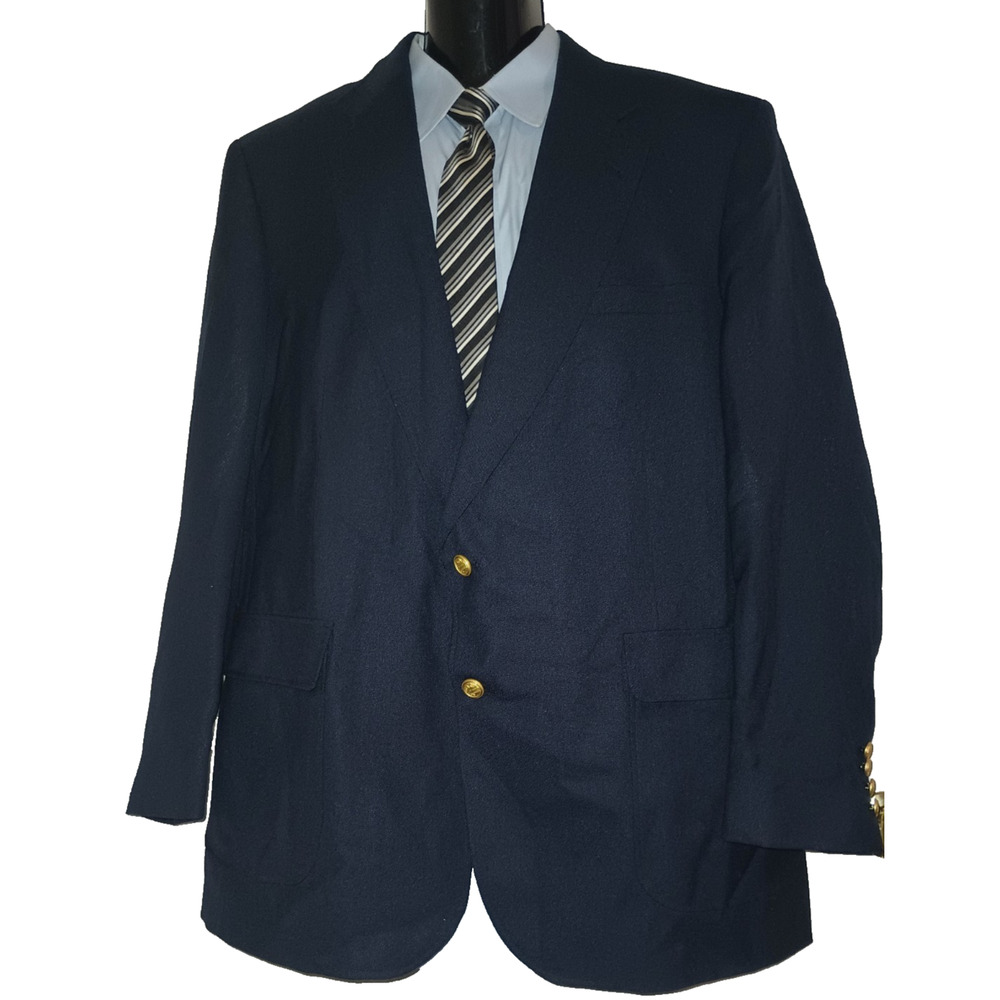 Wentworth Men’s Blue Gold Button Classic Style Blazer Jacket Size 46L M014D
